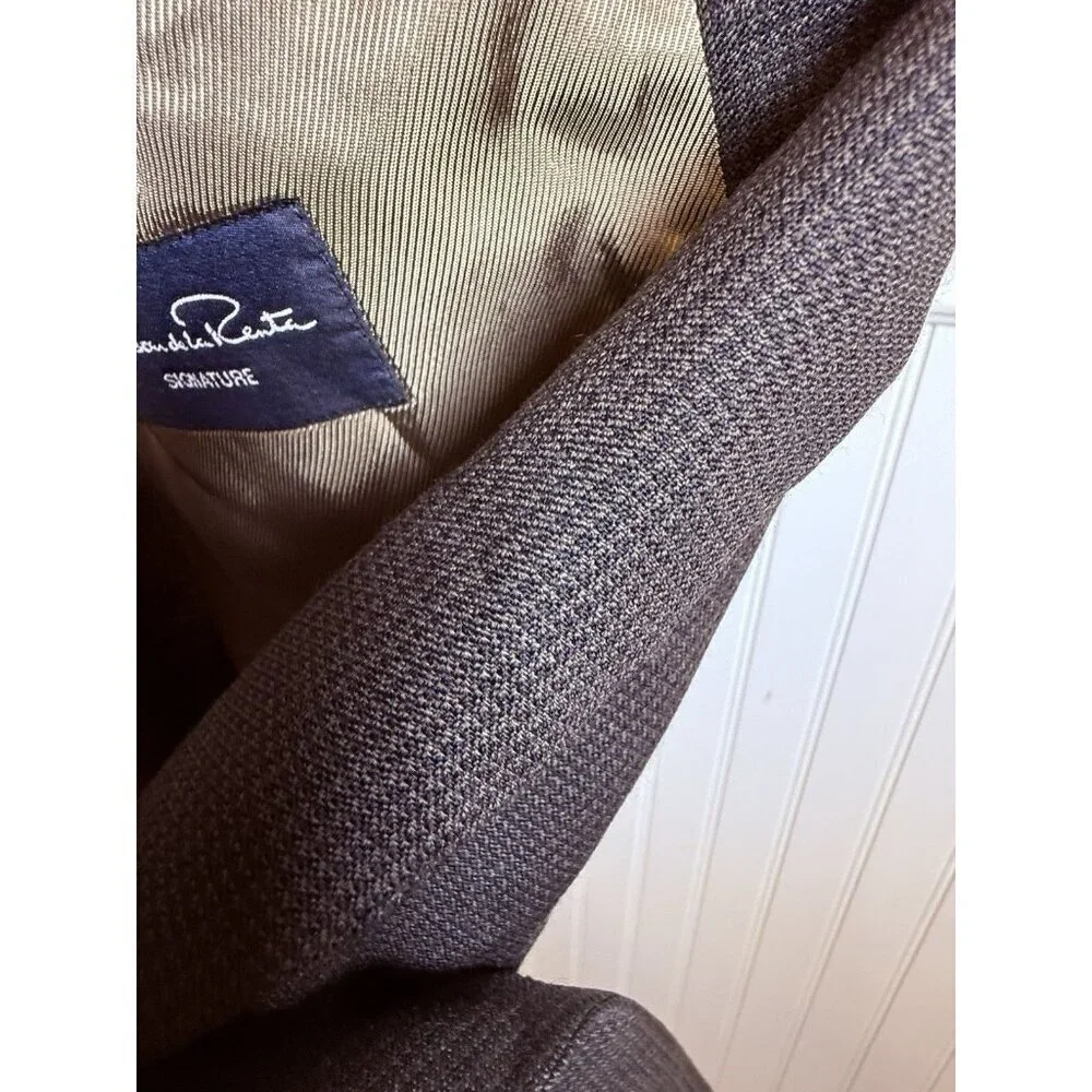 Oscar De La Renta Double Breasted Men’s Brown Black Houndstooth Blazer Size 43R